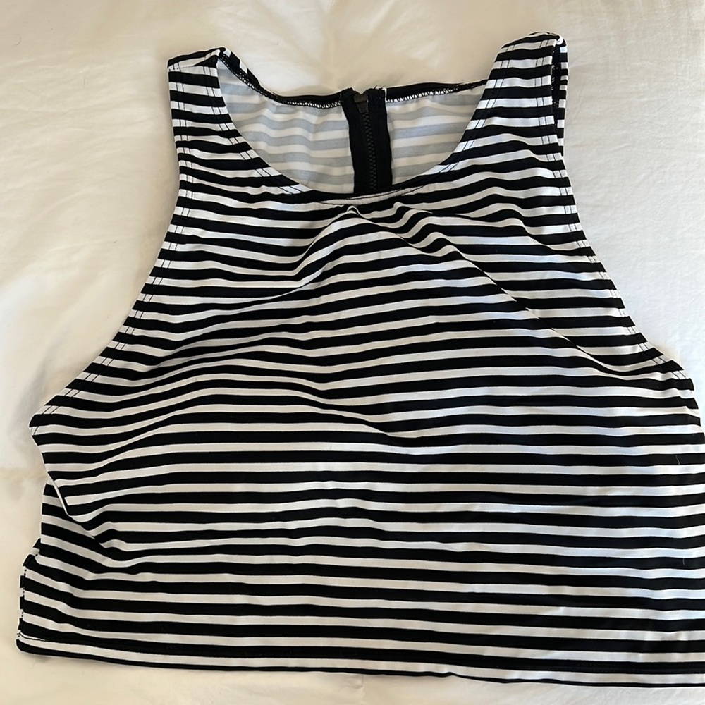 Striped longline bikini top, high neck- Beach Betty sz L